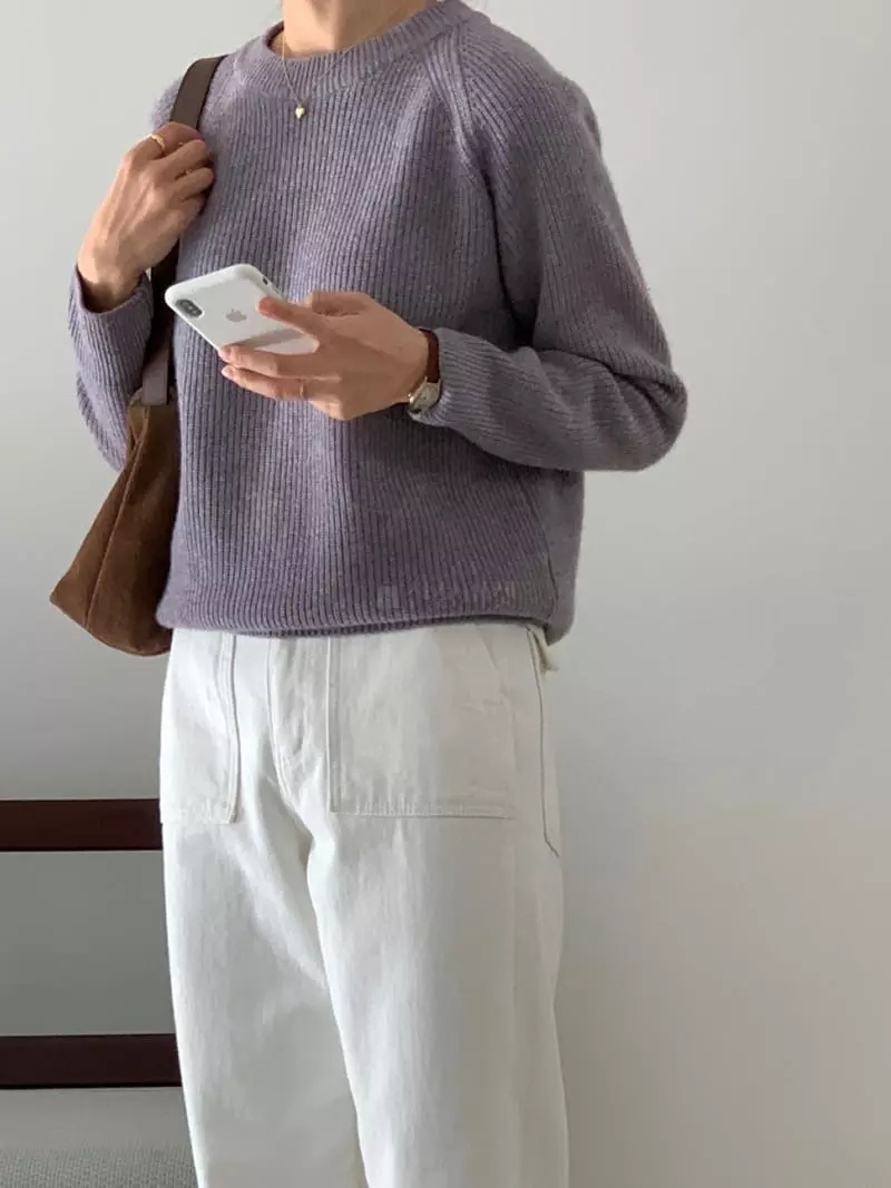Loringrei - Korean Women Fashion - #momslook - R Knit Tee - 2