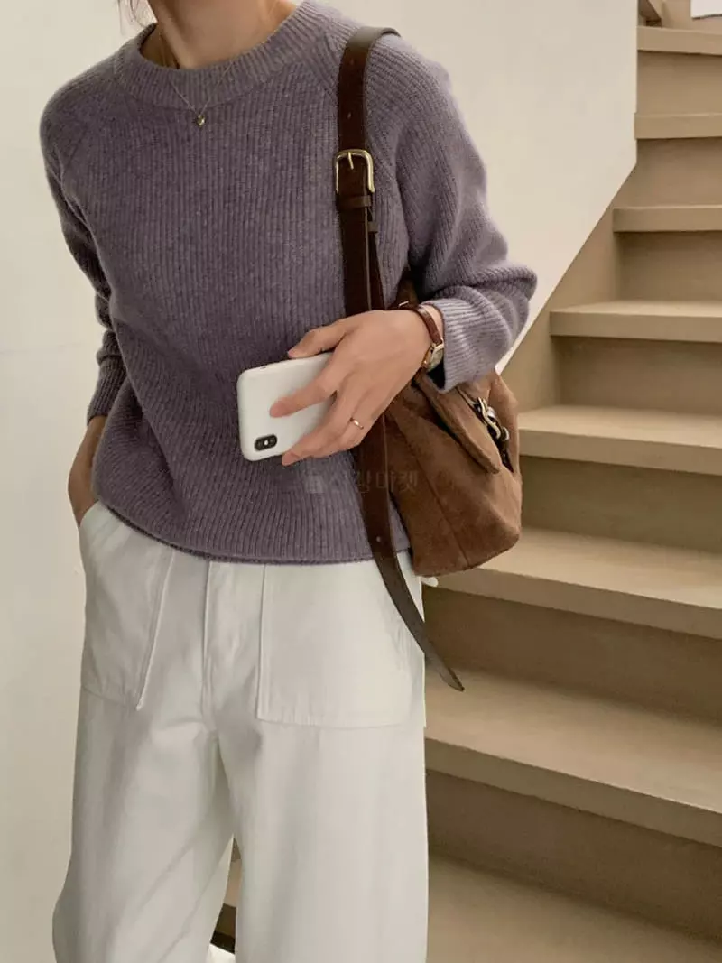 Loringrei - Korean Women Fashion - #momslook - R Knit Tee - 8