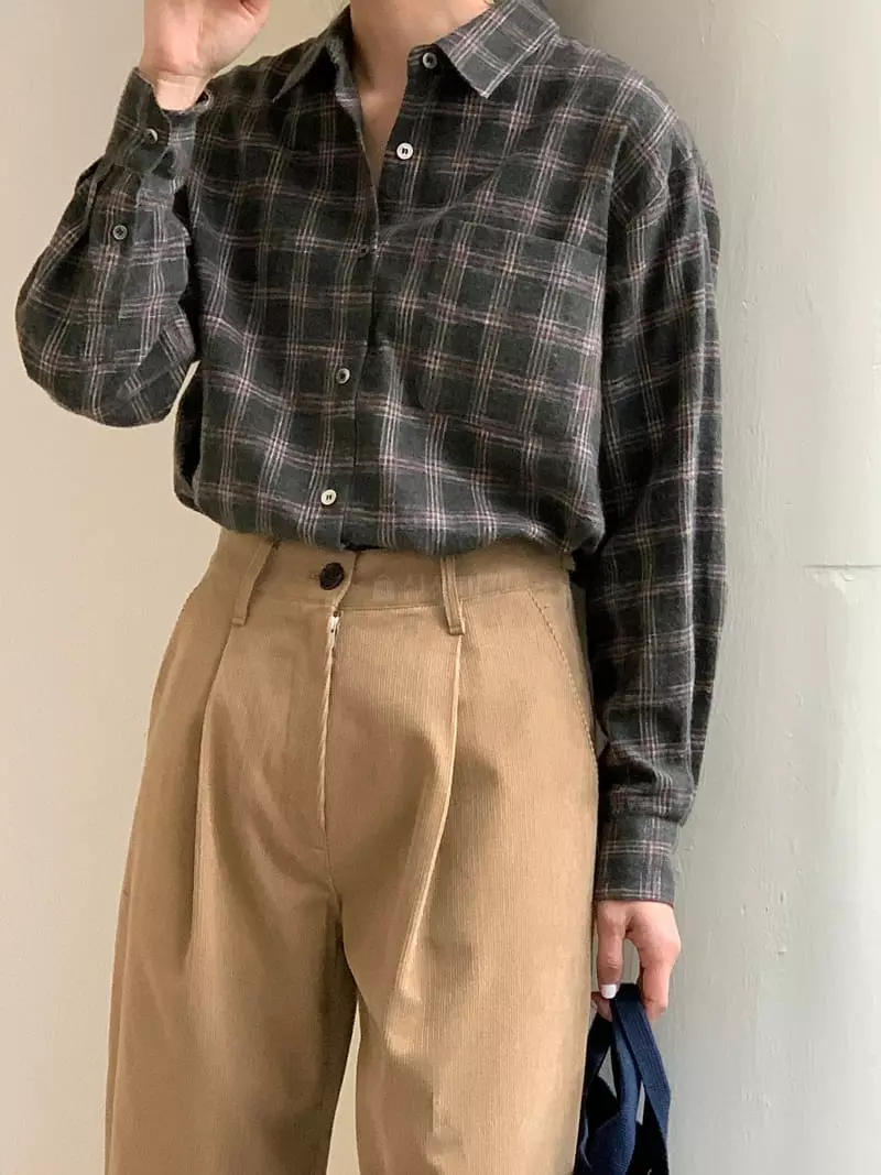 Loringrei - Korean Women Fashion - #momslook - Land Check shirt