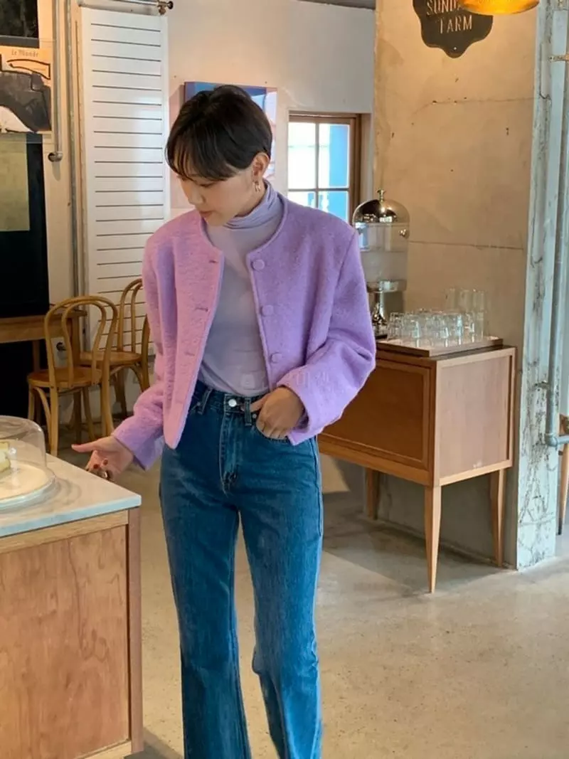 Lovemoment - Korean Women Fashion - #romanticstyle - Terry Crop Jacket - 5