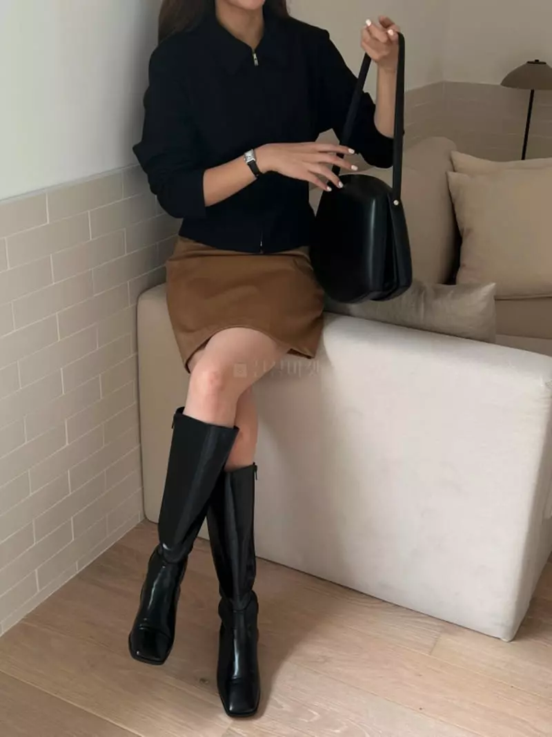Lowell - Korean Women Fashion - #momslook - Leather Mini Skirt - 3