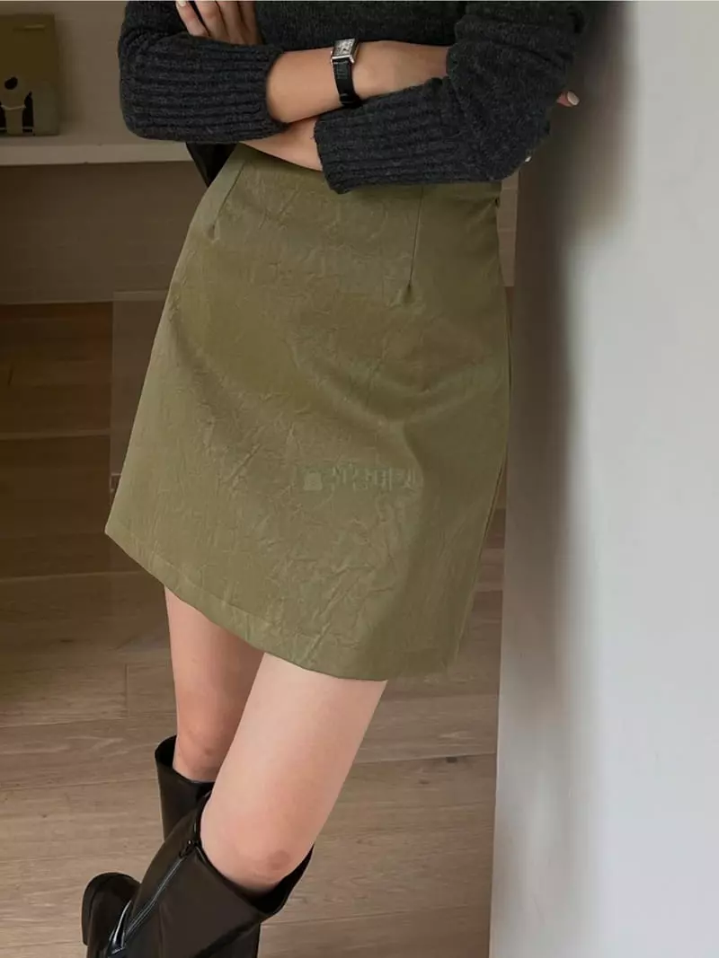 Lowell - Korean Women Fashion - #momslook - Leather Mini Skirt - 8