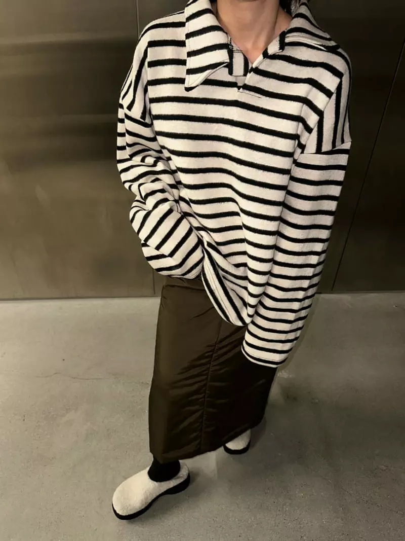 Maint - Korean Women Fashion - #momslook - Fleece Stripes Tee