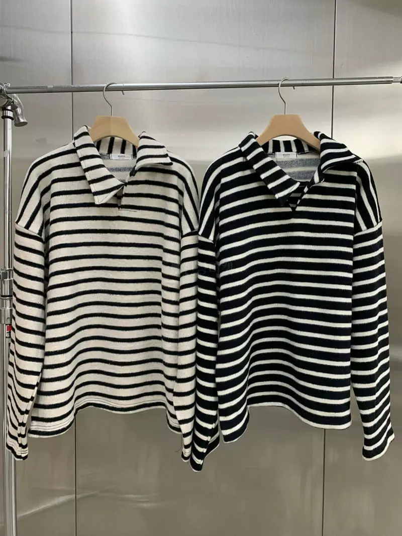 Maint - Korean Women Fashion - #womensfashion - Fleece Stripes Tee - 10