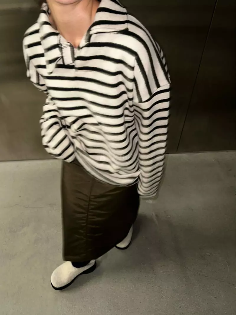 Maint - Korean Women Fashion - #womensfashion - Fleece Stripes Tee - 2