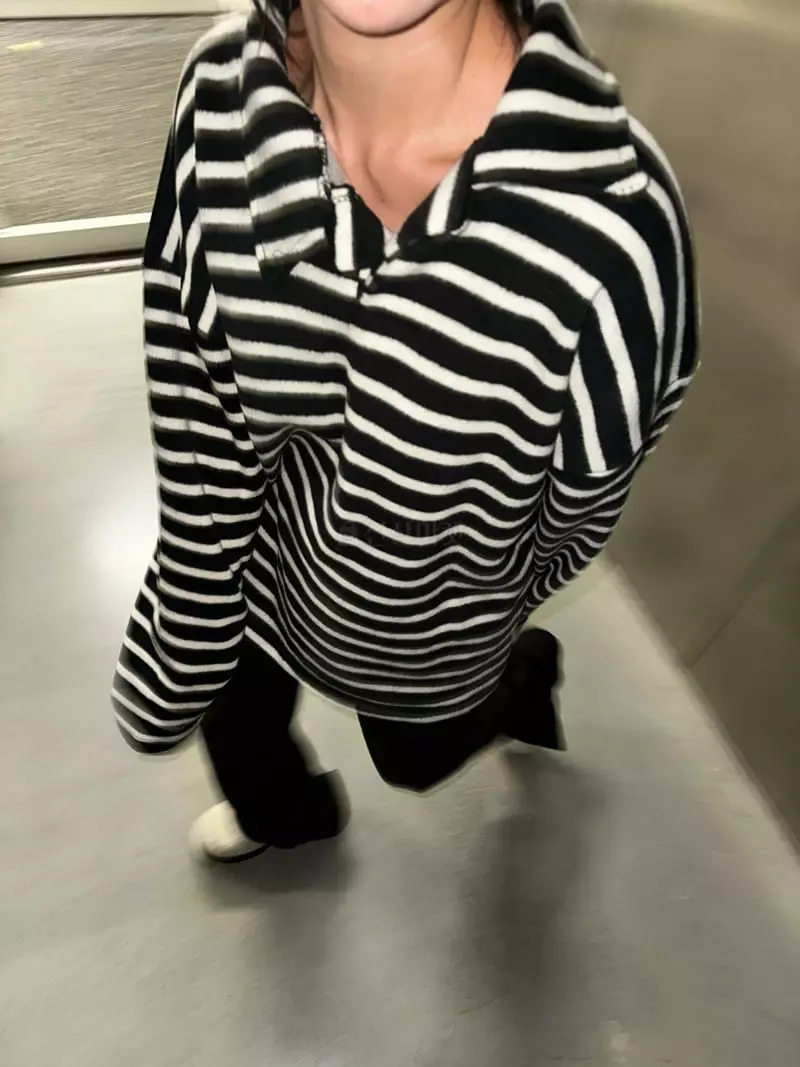 Maint - Korean Women Fashion - #womensfashion - Fleece Stripes Tee - 6