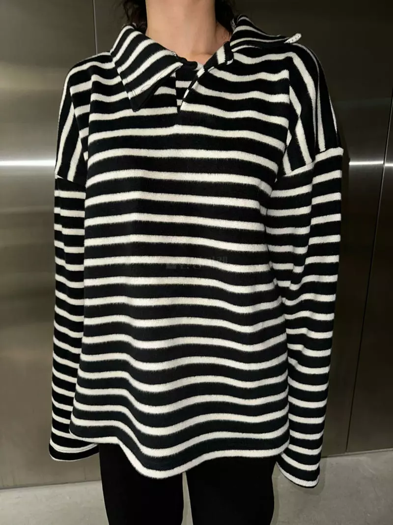 Maint - Korean Women Fashion - #womensfashion - Fleece Stripes Tee - 8