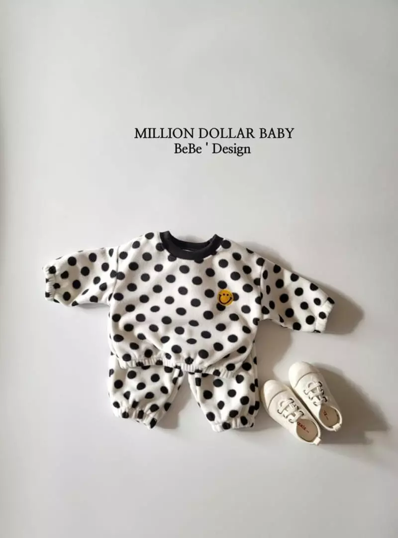 Million Dollar Baby - Korean Children Fashion - #littlefashionista - Dot Fleece Bebe Set - 3