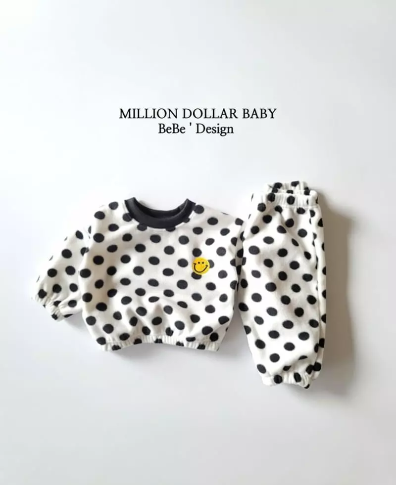 Million Dollar Baby - Korean Children Fashion - #littlefashionista - Dot Fleece Bebe Set - 4