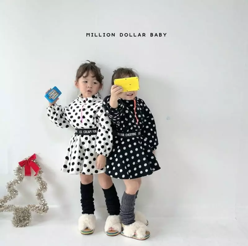 Million Dollar Baby - Korean Children Fashion - #stylishchildhood - Dot Fleece Banding Skirt - 10