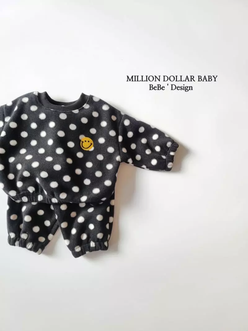 Million Dollar Baby - Korean Children Fashion - #stylishchildhood - Dot Fleece Bebe Set - 9
