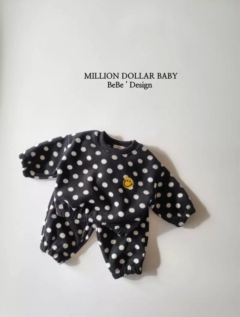Million Dollar Baby - Korean Children Fashion - #todddlerfashion - Dot Fleece Bebe Set - 7