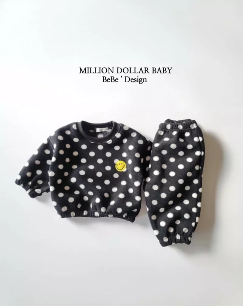 Million Dollar Baby - Korean Children Fashion - #toddlerclothing - Dot Fleece Bebe Set - 8