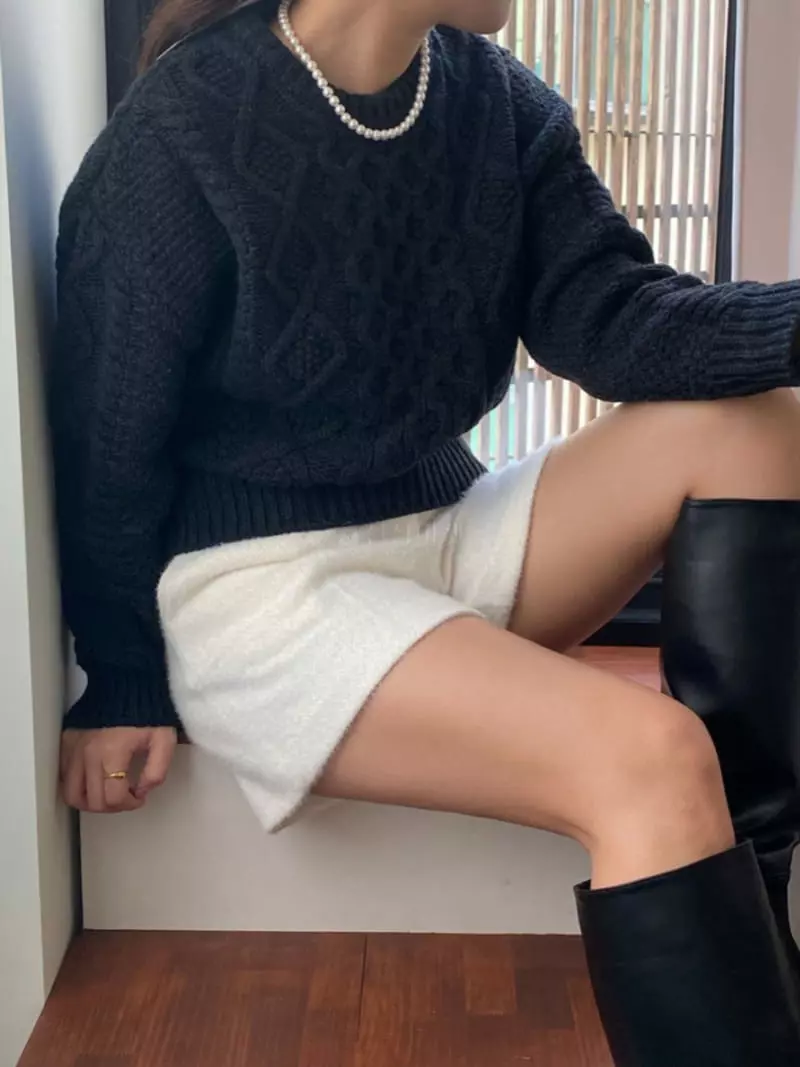 Nave - Korean Women Fashion - #vintagekidsstyle - Fisherman Knit Tee - 4