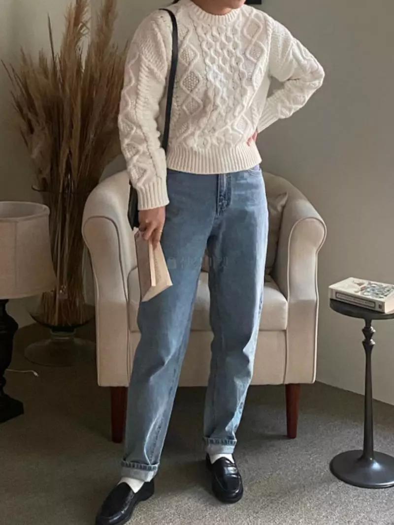 Nave - Korean Women Fashion - #womensfashion - Fisherman Knit Tee