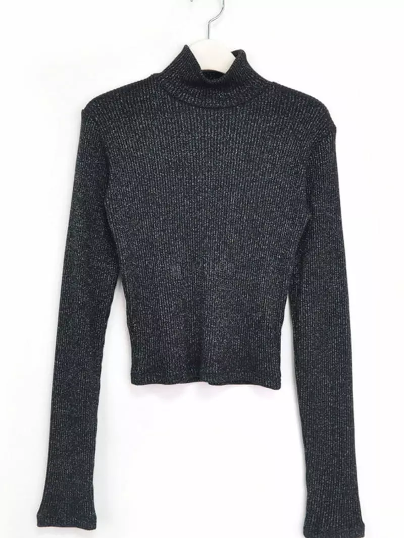 Neuter - Korean Women Fashion - #momslook - Shine Rib Turtleneck Tee - 9