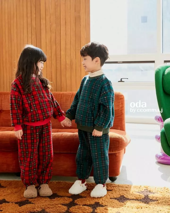 Oda - Korean Children Fashion - #childofig - Merry Check Sweatshirt - 4