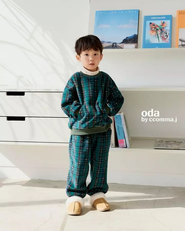 Oda - Korean Children Fashion - #fashionkids - Merry Check Sweatshirt - 8