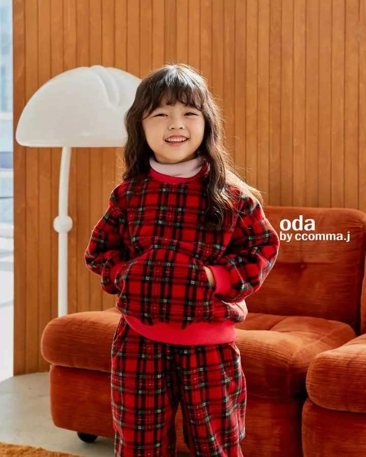 Oda - Korean Children Fashion - #kidsstore - Merry Check Sweatshirt - 10
