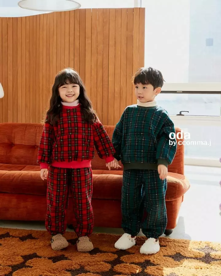 Oda - Korean Children Fashion - #minifashionista - Merry Check Sweatshirt