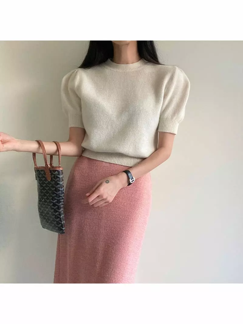 Ondo - Korean Women Fashion - #momslook - Racoon Puff Knit Tee - 2