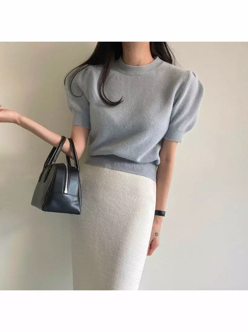 Ondo - Korean Women Fashion - #momslook - Racoon Puff Knit Tee - 3
