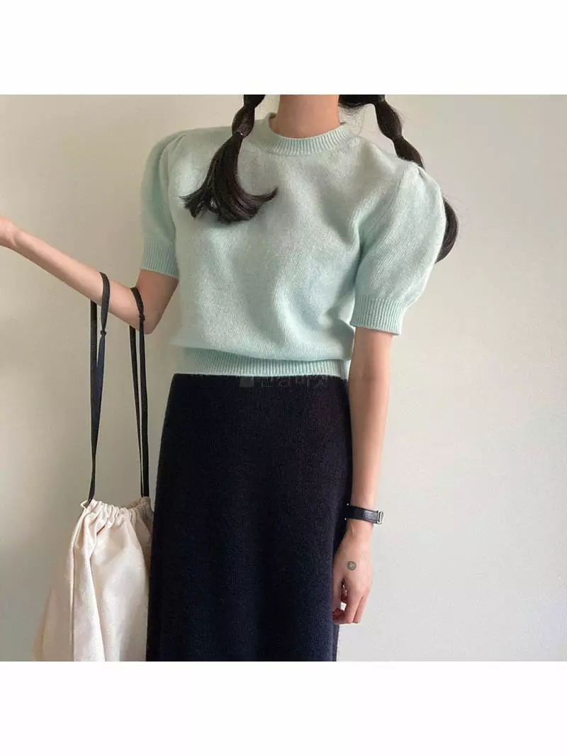 Ondo - Korean Women Fashion - #momslook - Racoon Puff Knit Tee - 4