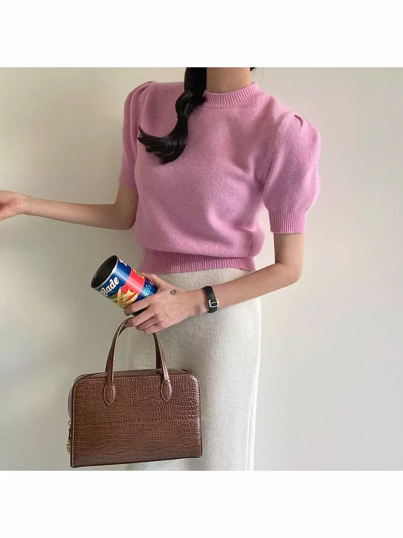 Ondo - Korean Women Fashion - #vintagekidsstyle - Racoon Puff Knit Tee - 7