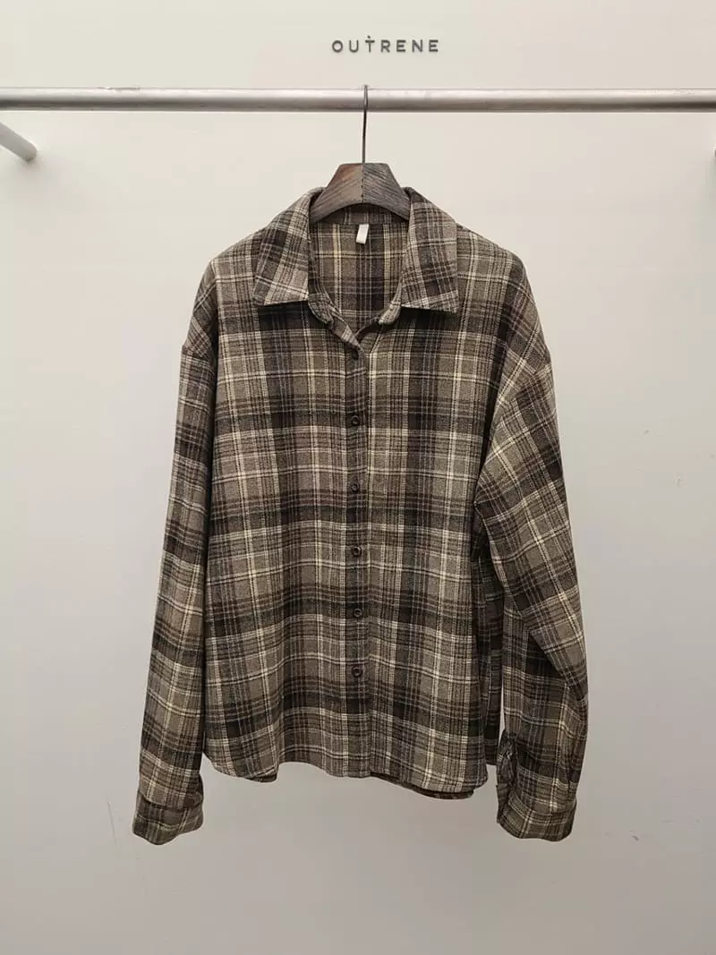 Outrene - Korean Women Fashion - #momslook - Bay Check Shirt - 10