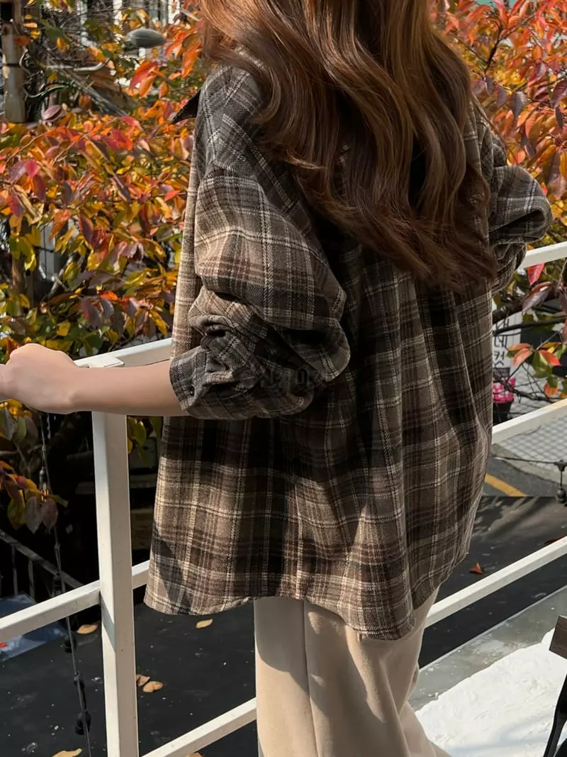 Outrene - Korean Women Fashion - #shopsmall - Bay Check Shirt