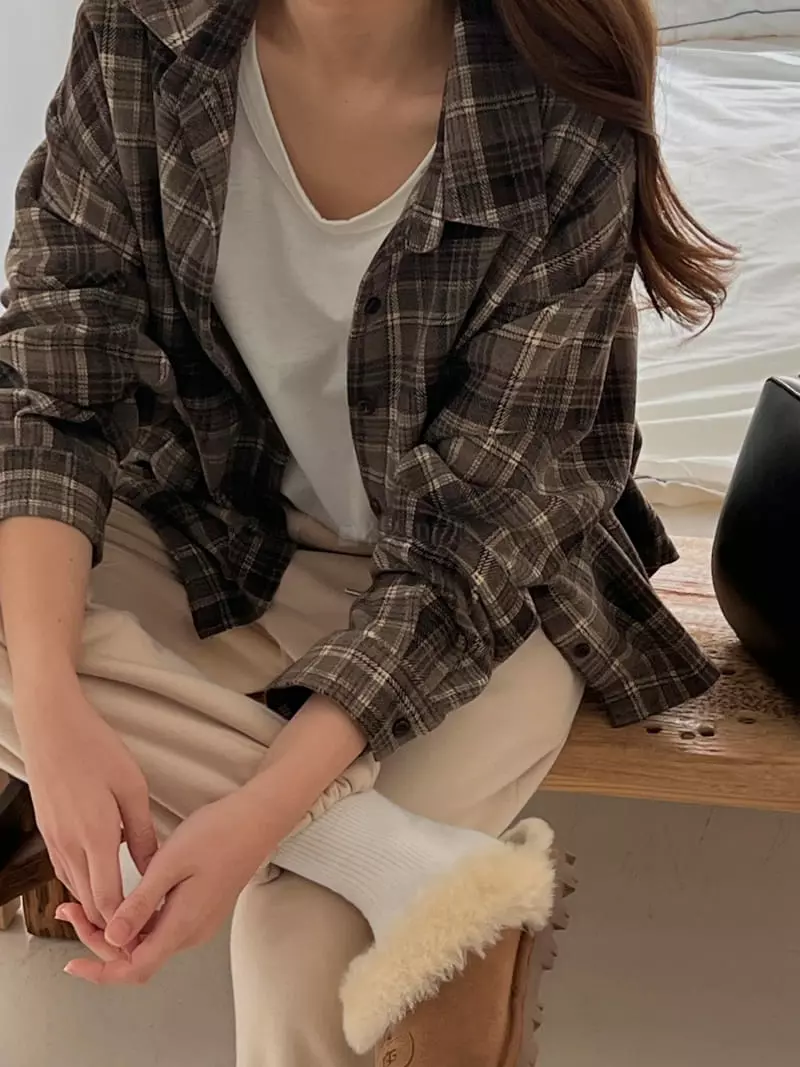 Outrene - Korean Women Fashion - #thelittlethings - Bay Check Shirt - 3