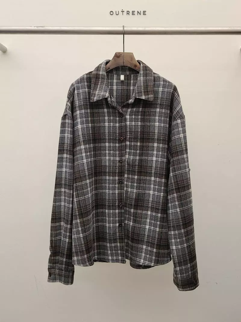 Outrene - Korean Women Fashion - #womensfashion - Bay Check Shirt - 11