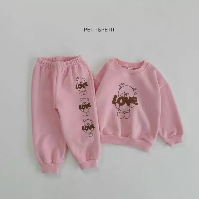 Petit & Petit - Korean Children Fashion - #childrensboutique - Love Bear Top Bottom Set - 9