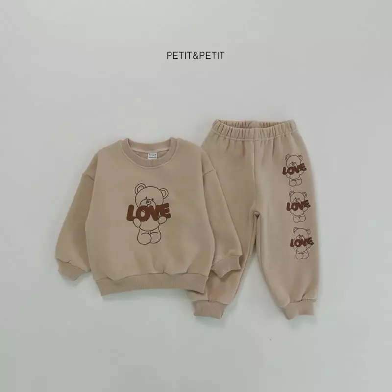 Petit & Petit - Korean Children Fashion - #fashionkids - Love Bear Top Bottom Set - 12