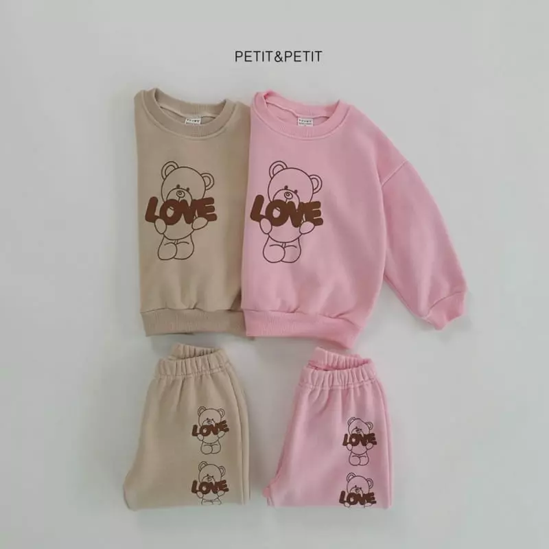 Petit & Petit - Korean Children Fashion - #magicofchildhood - Love Bear Top Bottom Set - 2