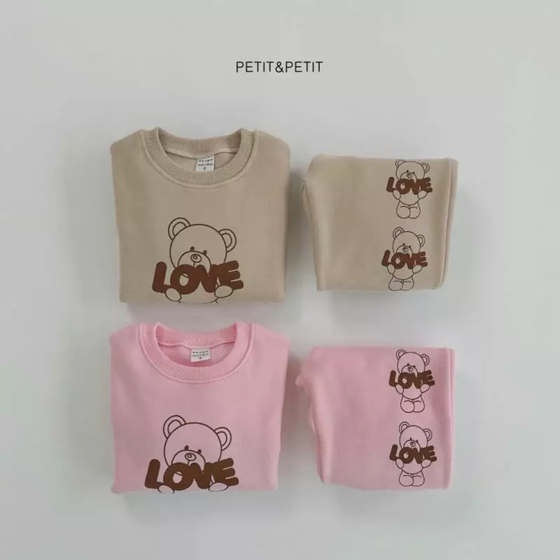 Petit & Petit - Korean Children Fashion - #minifashionista - Love Bear Top Bottom Set - 3