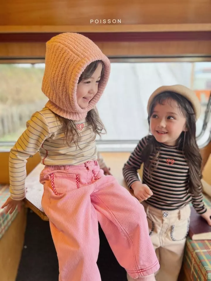 Poisson - Korean Children Fashion - #Kfashion4kids - Heart Stripes Tee - 8
