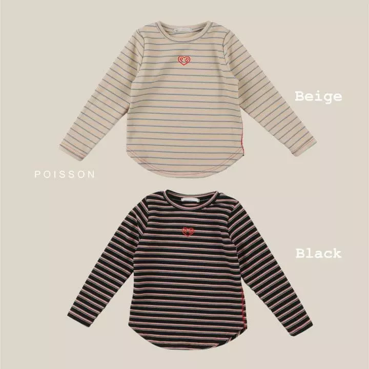 Poisson - Korean Children Fashion - #childrensboutique - Heart Stripes Tee