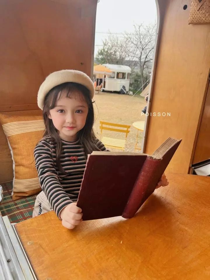 Poisson - Korean Children Fashion - #discoveringself - Heart Stripes Tee - 4