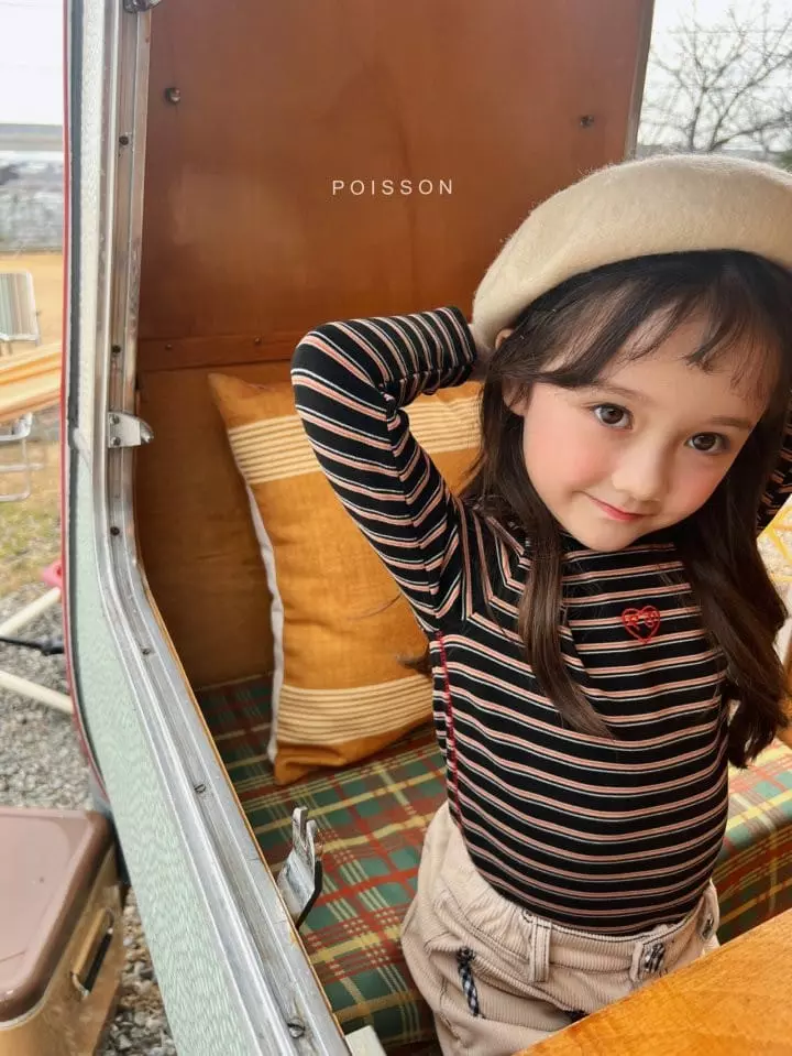 Poisson - Korean Children Fashion - #kidsshorts - Heart Stripes Tee - 5