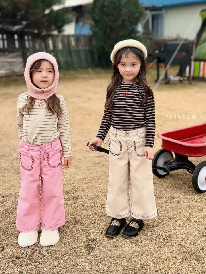 Poisson - Korean Children Fashion - #littlefashionista - Heart Stripes Tee - 9