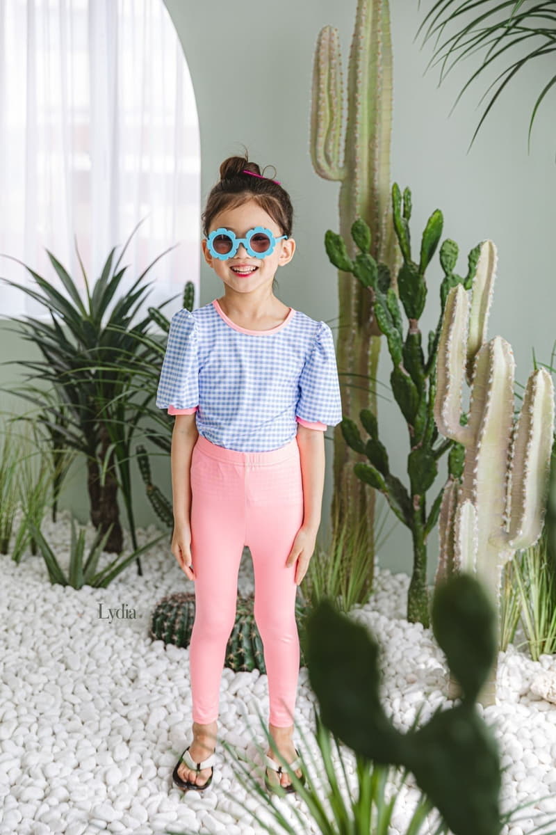 Lydia - Korean Children Fashion - #kidzfashiontrend - Check Short Sleeves Swimwear - 4