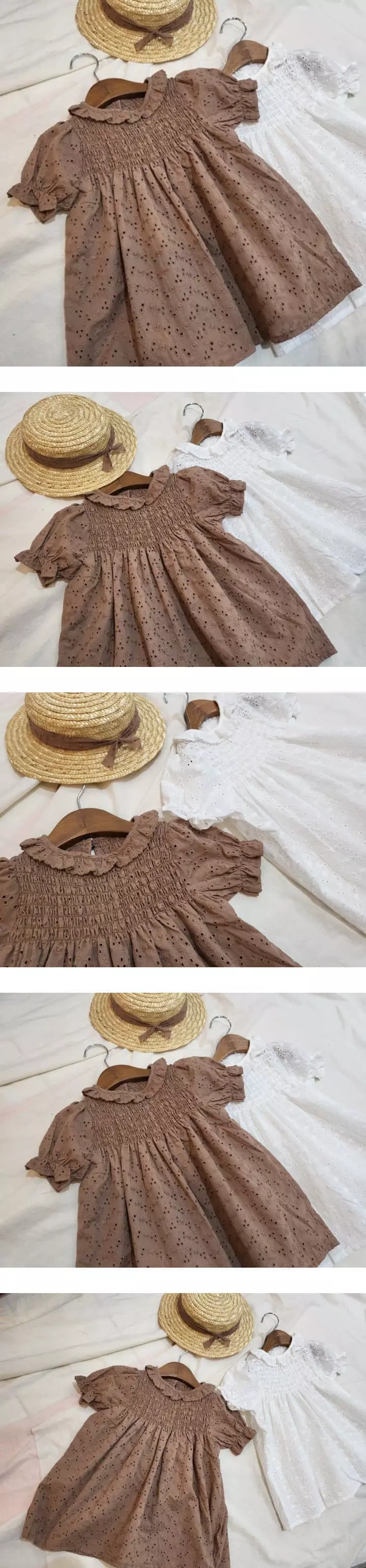 Flower J - Korean Children Fashion - #childrensboutique - Eyelet Smocked One-piece - 2