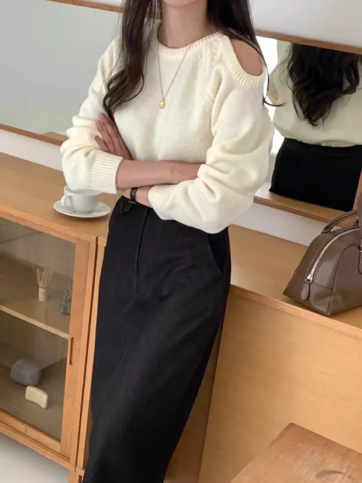 Jeiin - Korean Women Fashion - #momslook - Slit Knit Tee - 9