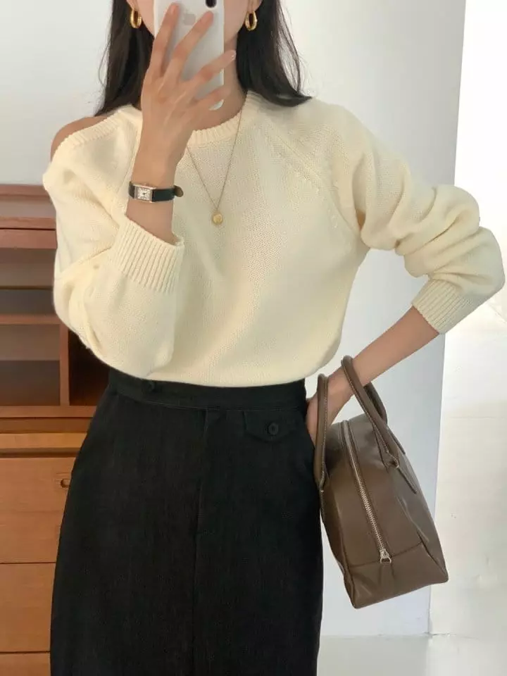 Jeiin - Korean Women Fashion - #pursuepretty - Slit Knit Tee