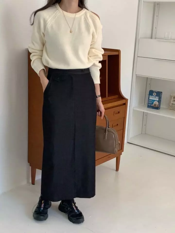 Jeiin - Korean Women Fashion - #romanticstyle - Slit Knit Tee - 4