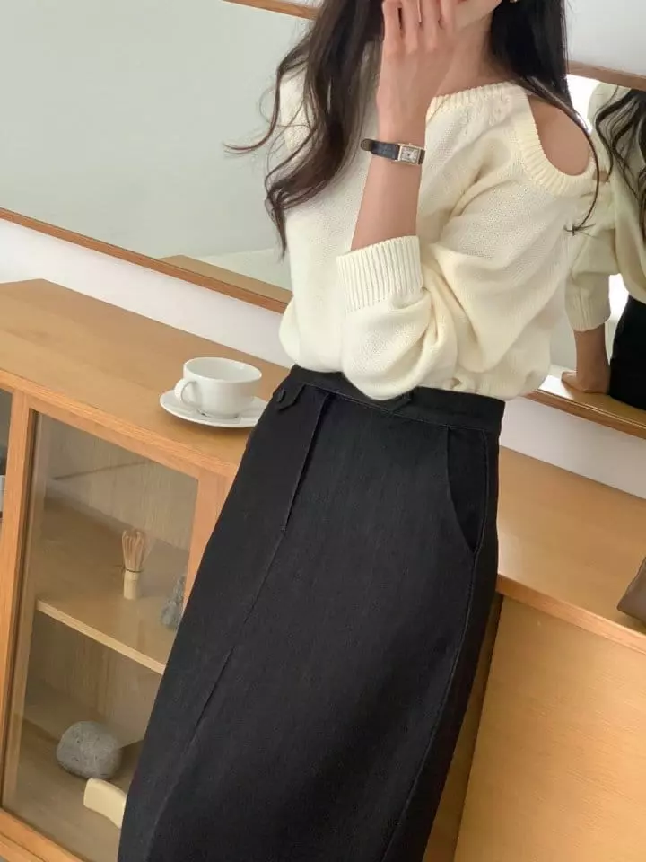Jeiin - Korean Women Fashion - #womensfashion - Slit Knit Tee - 10